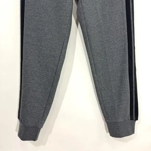 Adidas Essentials 3 Stripe Fleece Track Pants Men’s Size Small Dark Gray Heather - Picture 4 of 13